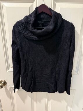 Rachel Zoe Black Ribbed Cowl Neck Sweater SMOKE FREE HOME Size L